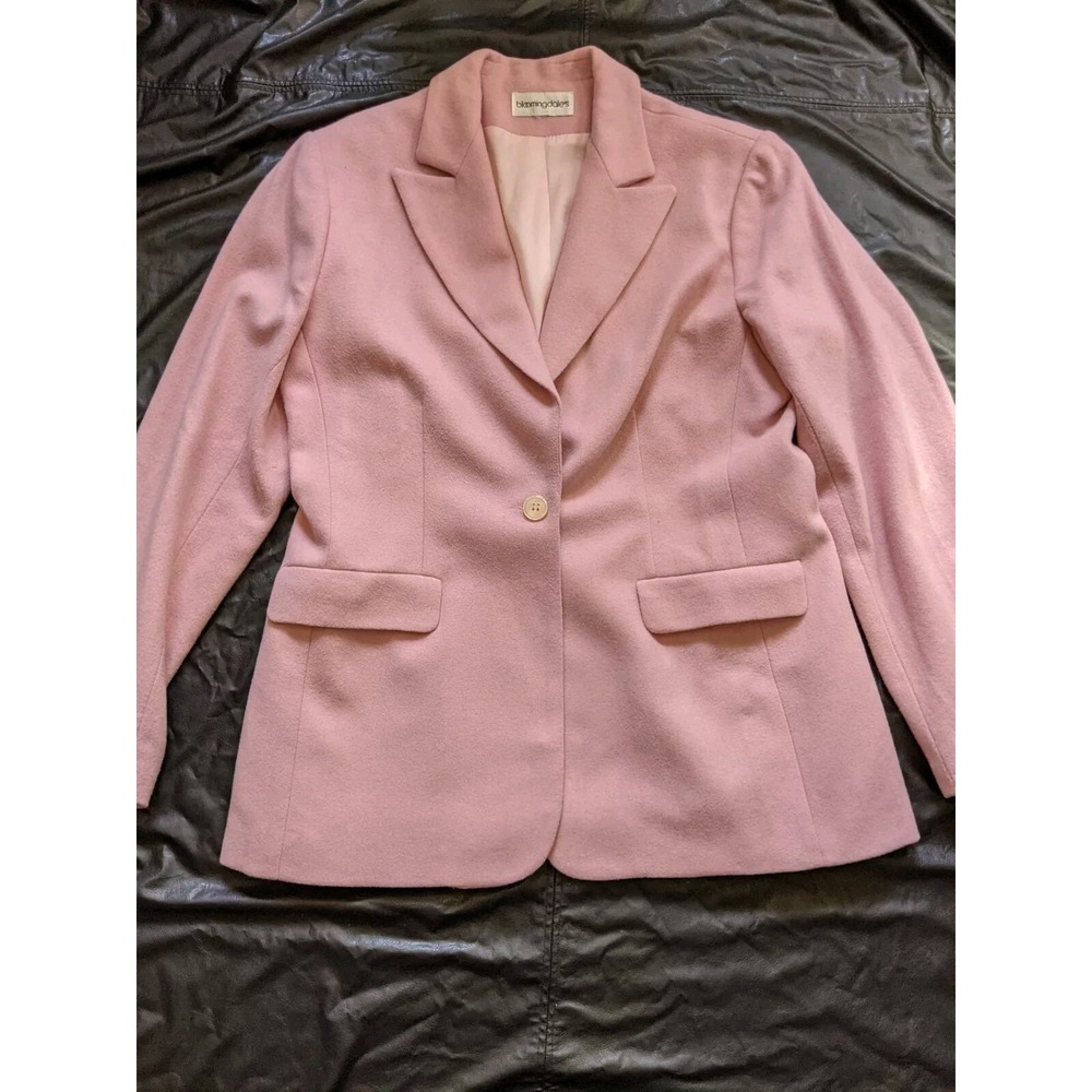 Bloomingdales Pink Blazer Wool 1 Button Lined‎ Vintage See Measurements READ